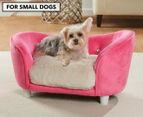 Enchanted Ultra Plush Pet Snuggle Bed w/ Fur Seat For Small Dogs - Pink