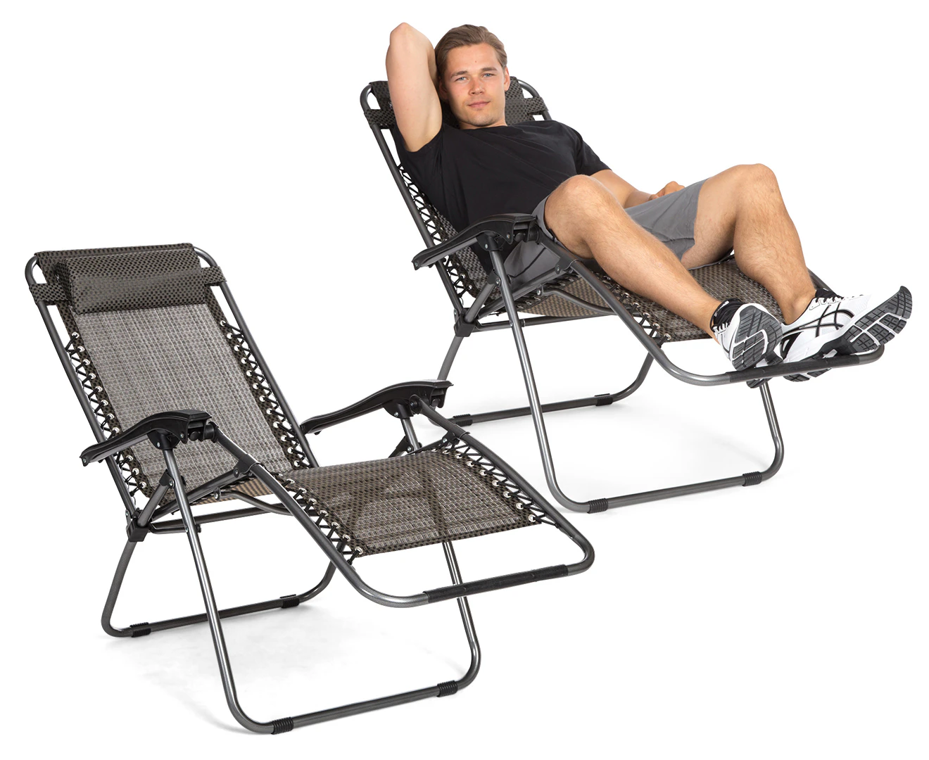 Hacienda 2 Pcs Zero Gravity Folding Reclining Chair (Black)