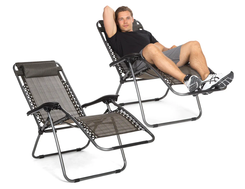 Hacienda 2 Pcs Zero Gravity Folding Reclining Chair (Black)