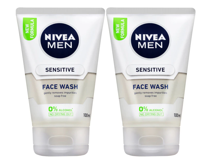 2 x Nivea Men Sensitive Face Wash 100mL