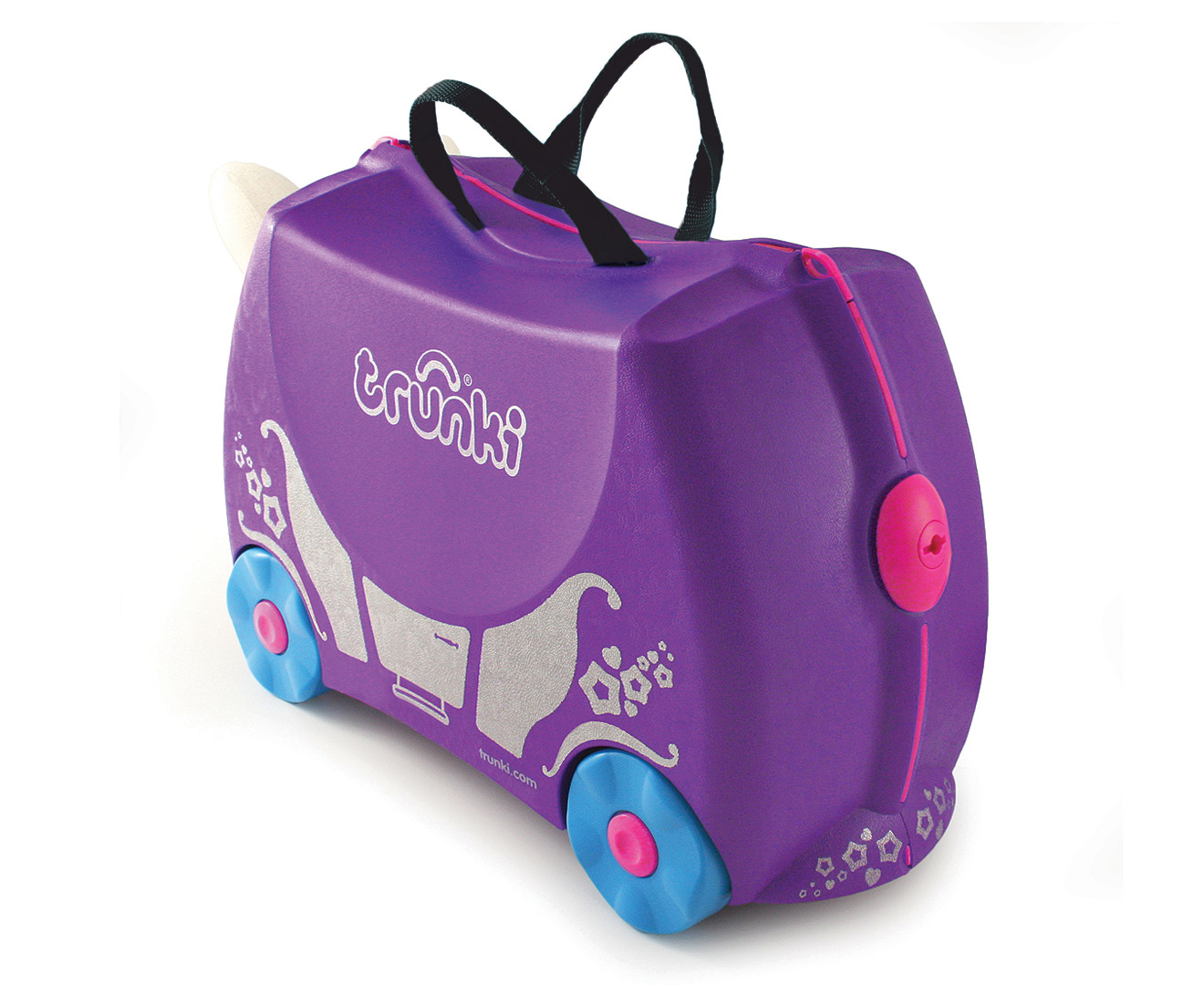 purple trunki suitcase