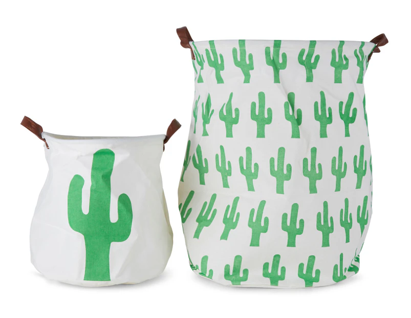 Kids Concepts Set of 2 Canvas Storage Bags - Cactus