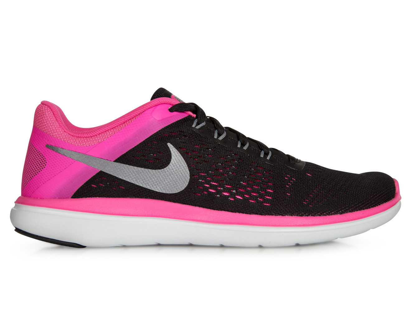 Nike Women's Flex 2016 RN Running Shoe - Black/Fluro Pink/Grey/White ...