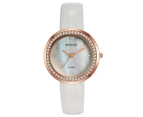Mestige Women's 36mm The Blyton In White w/ Crystals From Swarovski Watch