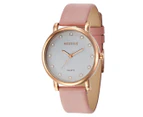 Mestige Women's 38mm The Steele In Rose Gold w/ Crystals From Swarovski Leather Watch 