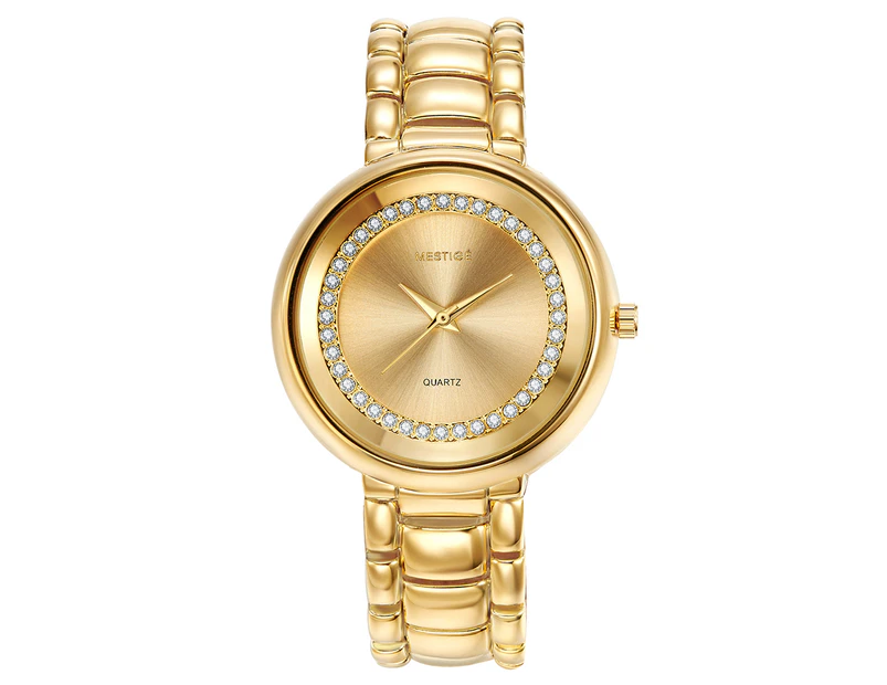 Mestige Women's 39mm The Lewis In Gold w/ Crystals From Swarovski Watch 