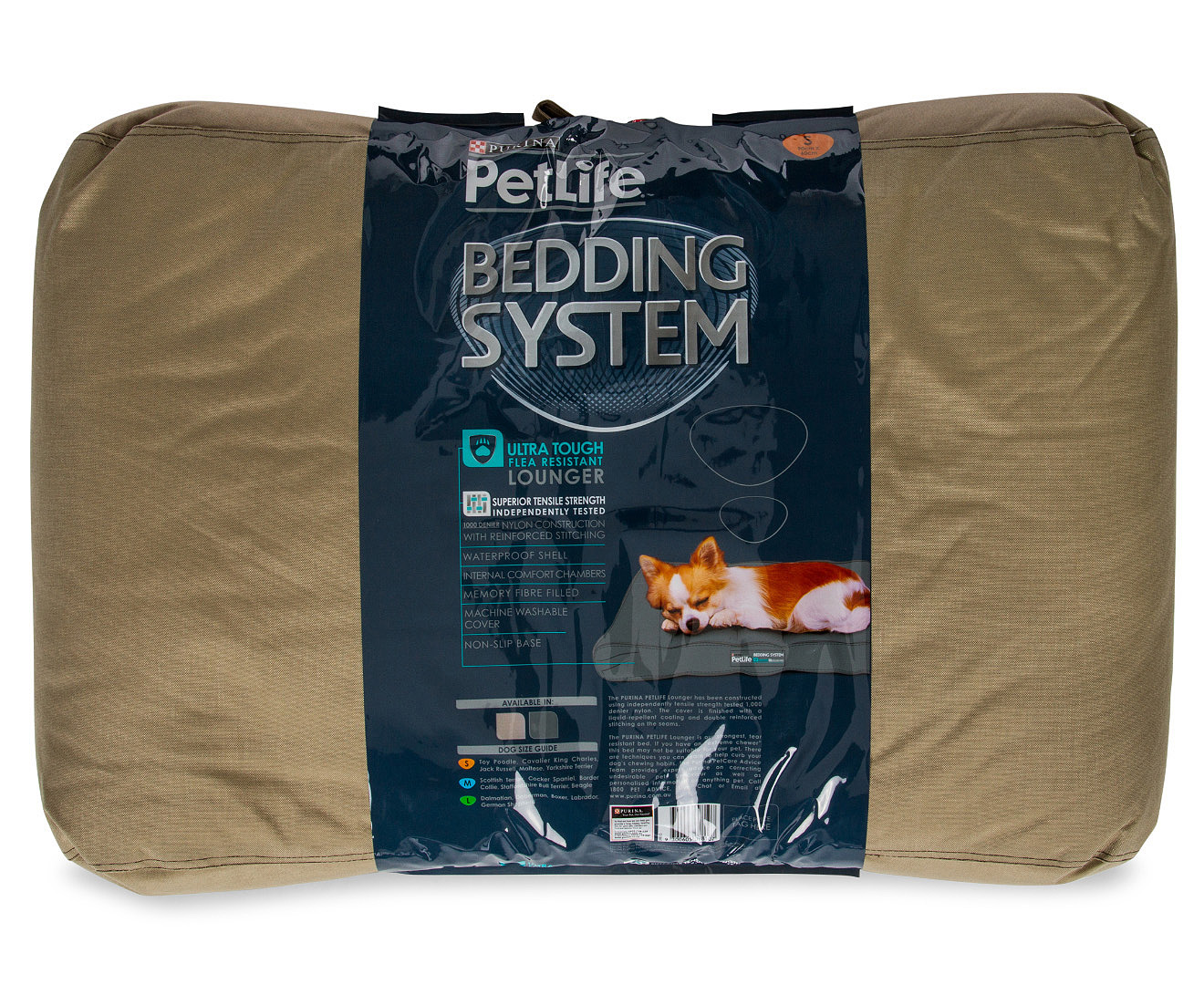 Purina PetLife 90x60cm Lounger for Small Dogs Latte Catch