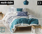 Marie Claire Mini By Linen House Lilou Double Bed Quilt Cover Set - Teal 