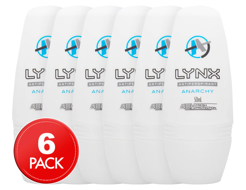 6 x Lynx Antiperspirant Anarchy Roll-On Deodorant 50mL