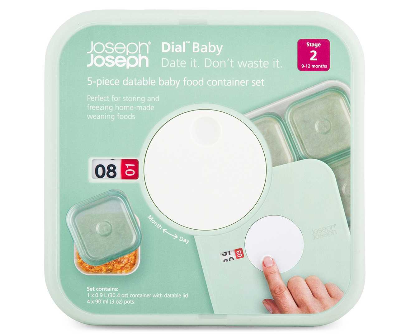 Joseph Joseph Dial 5 Piece Stage 2 Datable Baby Food Container Set