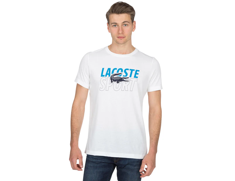 Lacoste Men's Sport Tee - White/Aqua/Black