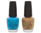 OPI Alice Through The Looking Glass Nail Lacquer 2pk - Cerulean/Glitter Gold
