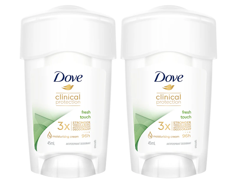 2 x Dove Clinical Protection Fresh Touch Antiperspirant Deodorant 45mL