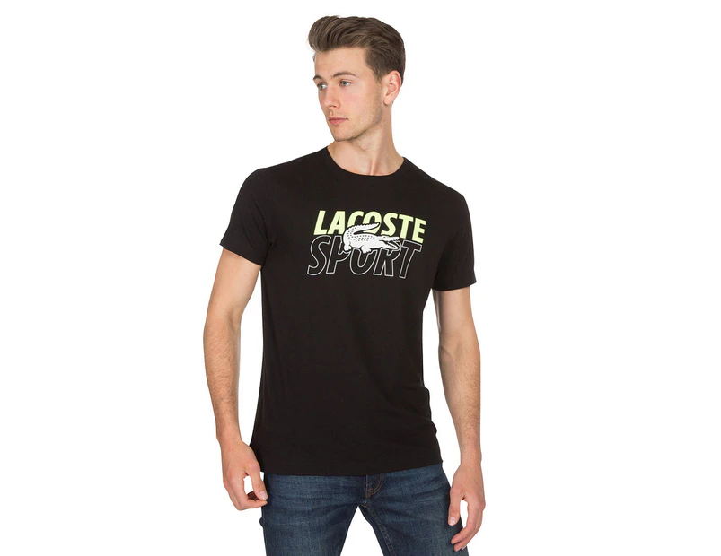 Lacoste Men's Sport Tee - Black/Lime Green/White
