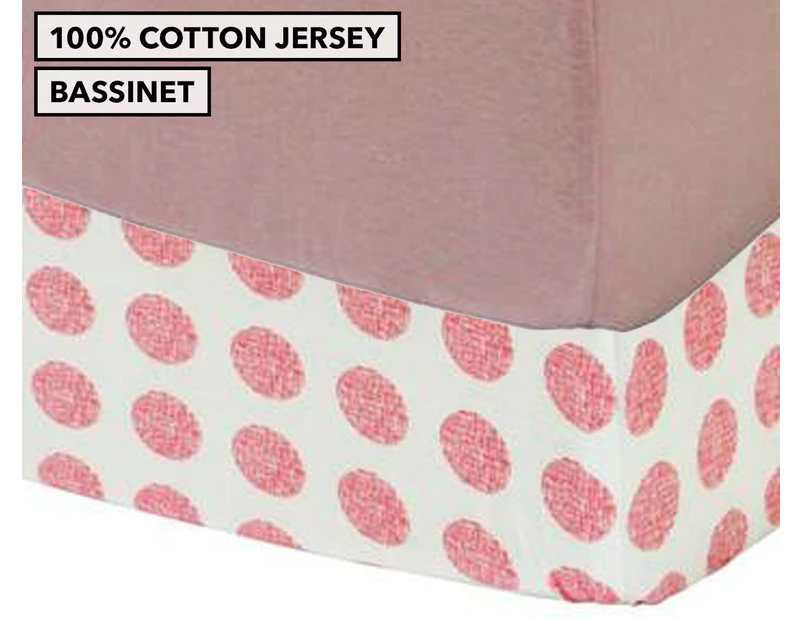 Petit Nest Bassinette Fitted Sheet 2-Pack - Pink Punch Dot/Solid Pink