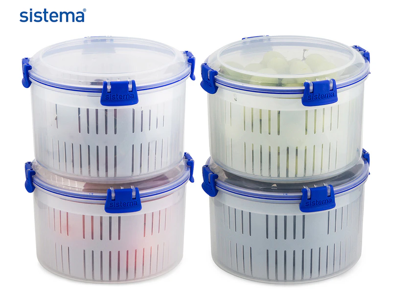 Sistema Klip It 1.5L Round Containers 4-Pack - Clear/Blue