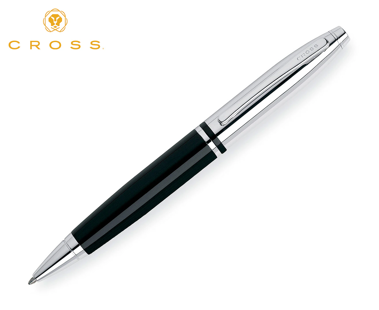 Cross Calais Ball Point Pen Writing Stationery Medium Nib Chrome/Black Lacquer