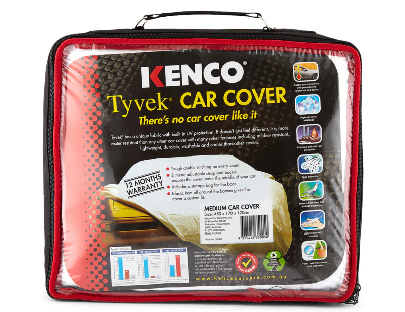 Kenco Tyvek Medium Car Cover - White