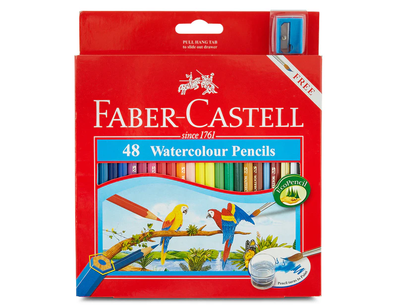 Faber-Castell 48 Watercolour Pencil & Sharpener Set