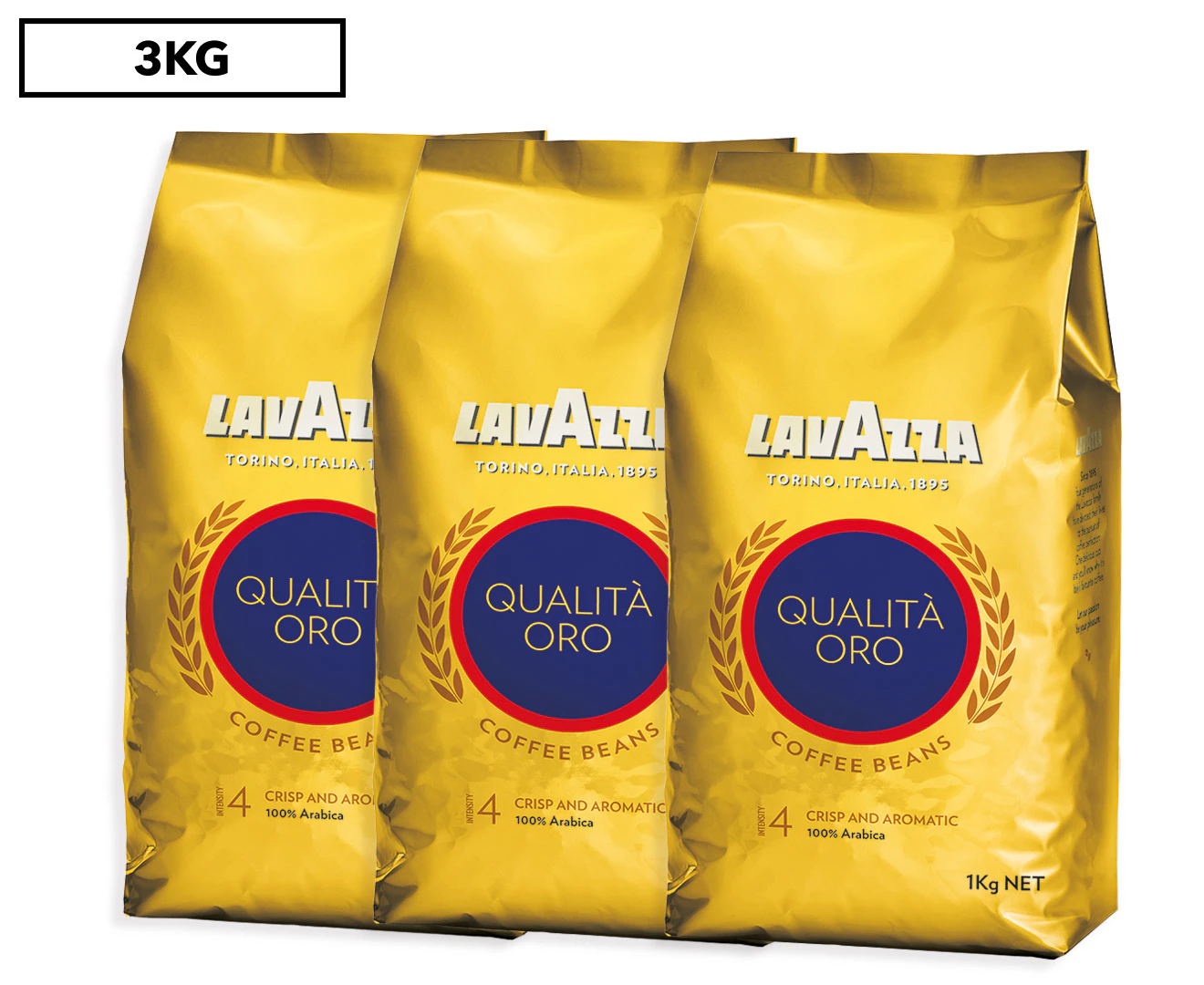 3 x Lavazza Qualità Oro Coffee Beans 1kg