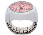 Analogue 17mm Quartz Elastic Finger Ring Watch - Pink/Silver