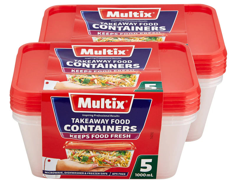 2 x Multix 1000mL Takeaway Food Containers 5pk