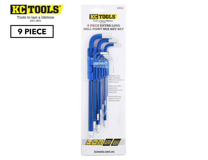 KC Tools Extra Long Ball Point Hex Key 9-Piece Set - Blue