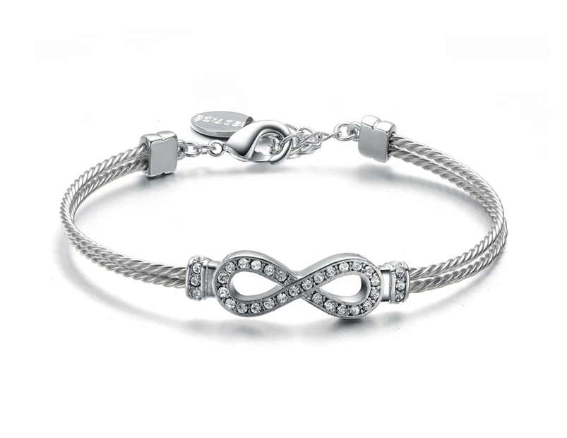 Mestige Infinity Friendship Bracelet w/ Swarovski® Crystals - Silver