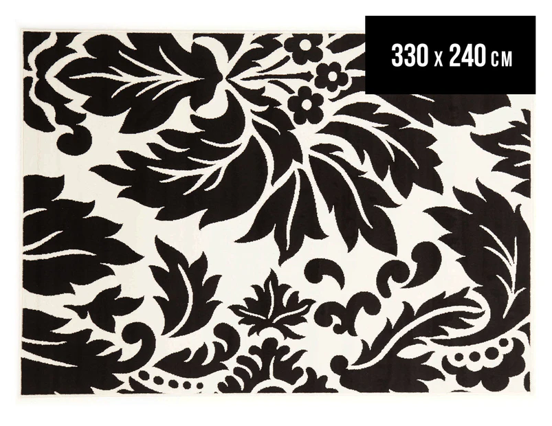 Stunning Pattern 330 x 240cm Rug - Black/Off White
