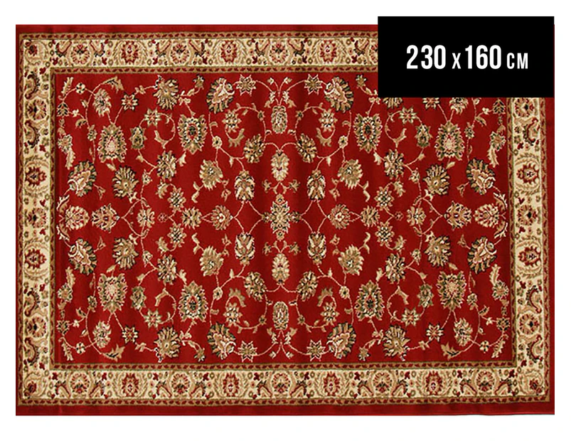 Traditional Floral Border 230x160cm Rug - Red/Ivory