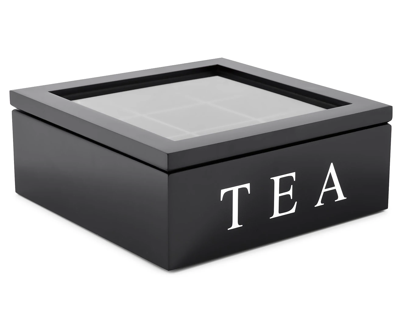 9-Compartment Wooden Tea Storage Box - Black