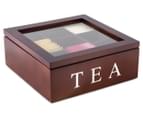 9-Compartment Wooden Tea Storage Box - Brown 2