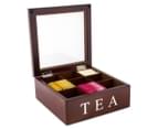 9-Compartment Wooden Tea Storage Box - Brown 3