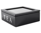 9-Compartment Wooden Tea Storage Box - Black