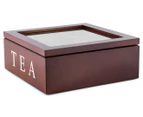 9-Compartment Wooden Tea Storage Box - Brown