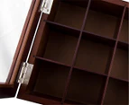 9-Compartment Wooden Tea Storage Box - Brown