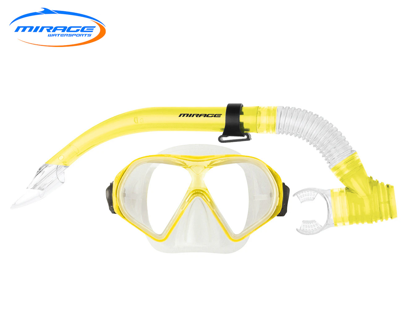 Mirage Watersports Adult Silitex Beach Swimming Goggle Mask/Snorkel Set Yellow