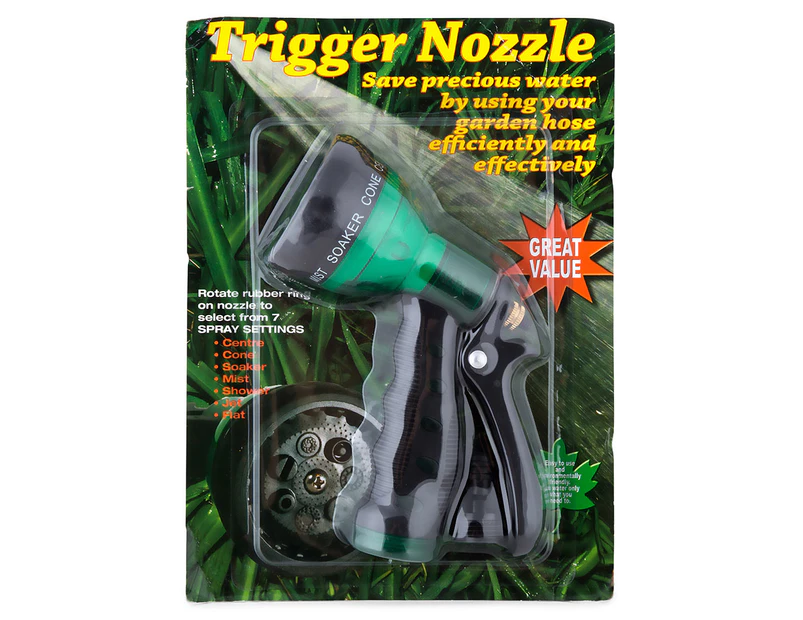 2 x Trigger Nozzle Garden Hose Head - Black/Green