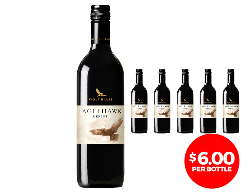 6 x Wolf Blass Eaglehawk South Eastern Australia Merlot 2015 750mL