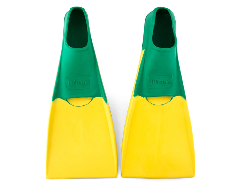 Mirage Adult US 7-9 Deluxe Rubber Swim Fins - Yellow/Green