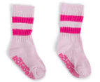 Bonds Baby Stay On Crew Socks 2-Pack - Pink/White