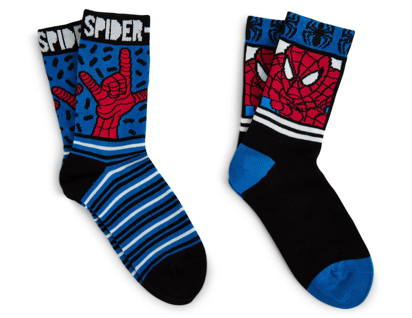 Rio Boys' Ultimate Spiderman Size 9-12 Crew Socks 2pk - Multi