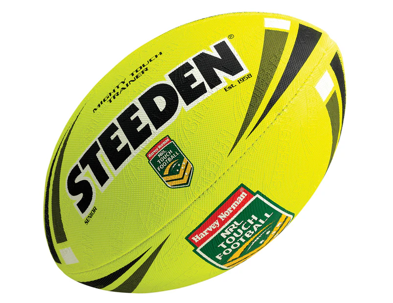 Steeden NRL Senior Size Mighty Touch Trainer Ball - Fluoro Yellow