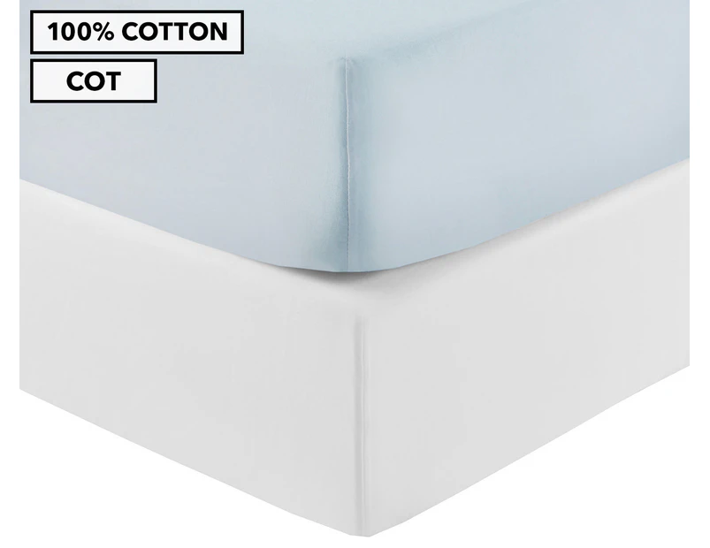 Belmondo Baby Fitted Cot Sheet 2-Pack - Pale Blue