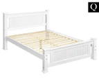 Country Style Pine Wood Queen Bed Frame - White