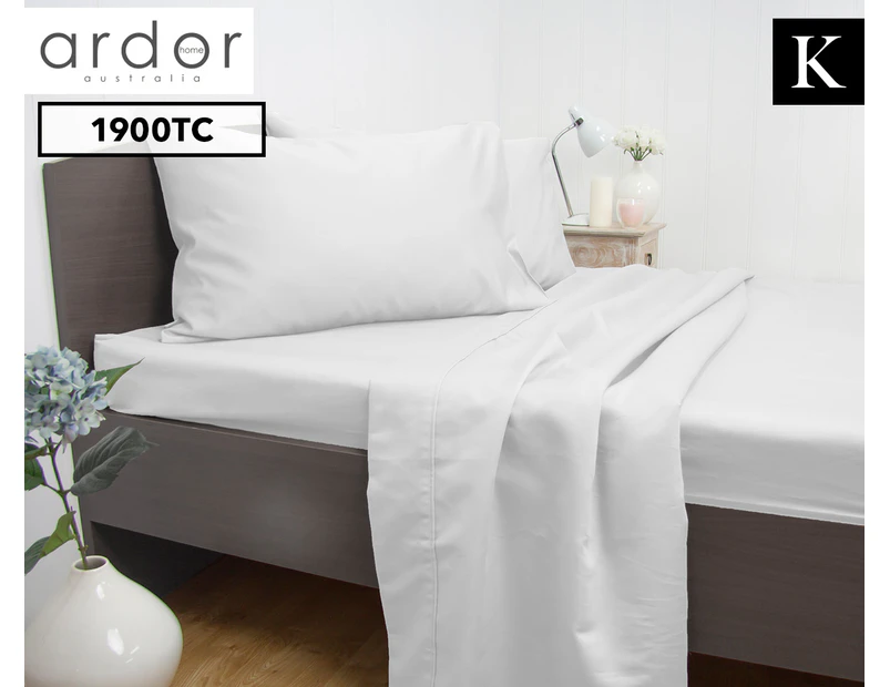 Ardor 1900TC King Bed Sheet Set - White