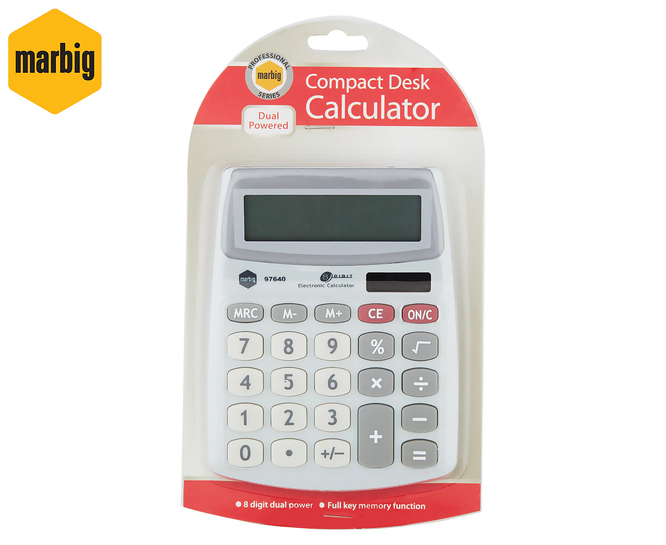 Marbig 8 Digit Compact Desktop Calculator Office/Home/School Solar Large Display