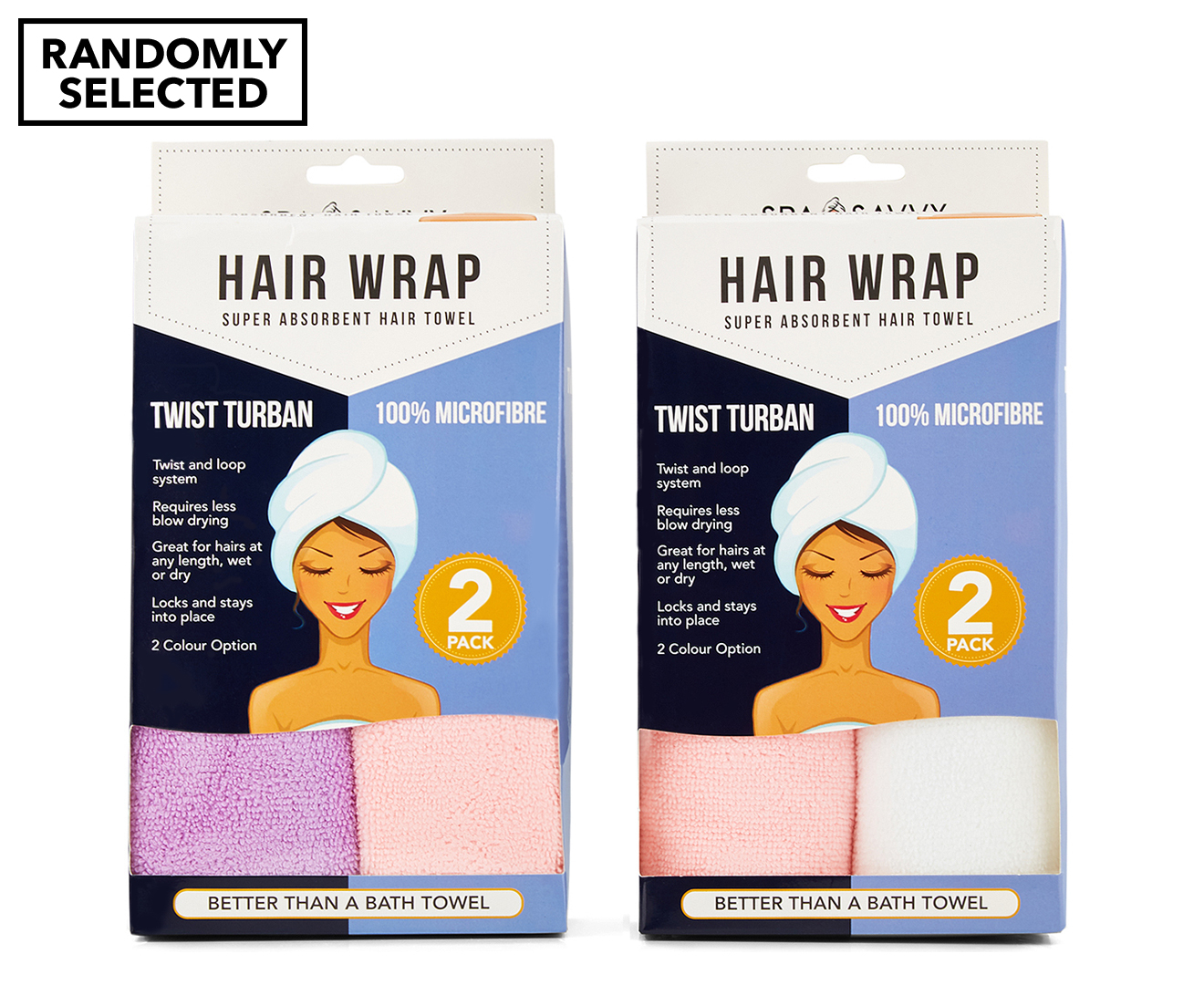 Spa Savvy Twist Turban Hair Wrap 2pk - Randomly Selected | Catch.co.nz