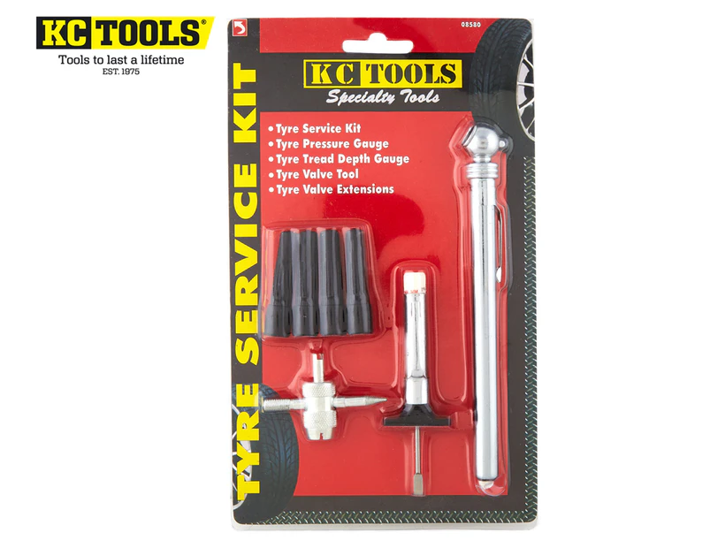 KC Tools 7-Piece Tyre Safety Kit - Black/Silver