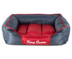 Waterproof 55x45cm Pet Bed - Red/Charcoal